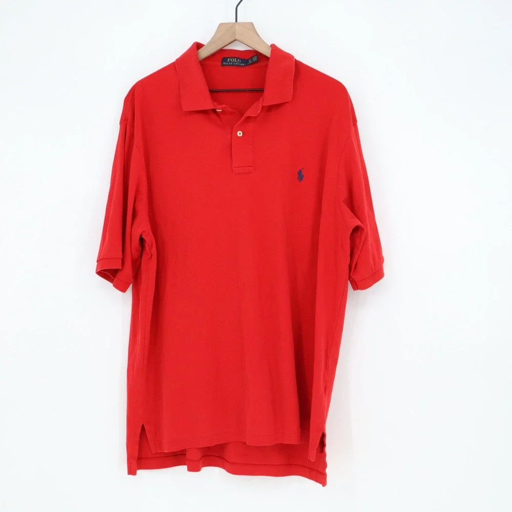 Polo Ralph Lauren Polo Shirt Mens LT Red Short Sleeve Embroidered Logo Excellent